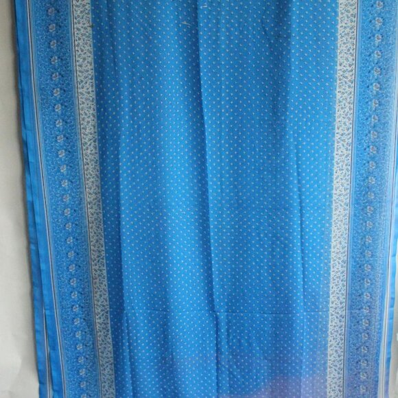 Vintage 1990s Indian Sari, Authentic Sky Blue Chiffon with a Floral Print Saree, - Picture 2 of 10